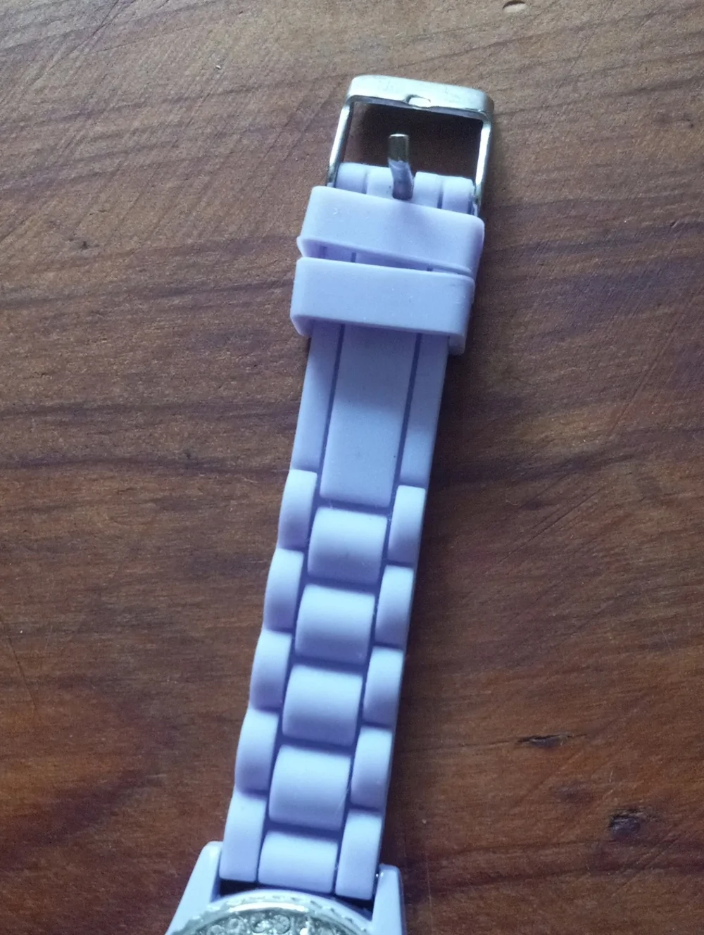 Geneva Lavender Silicone Band Watch with Crystal Silver Bezel
